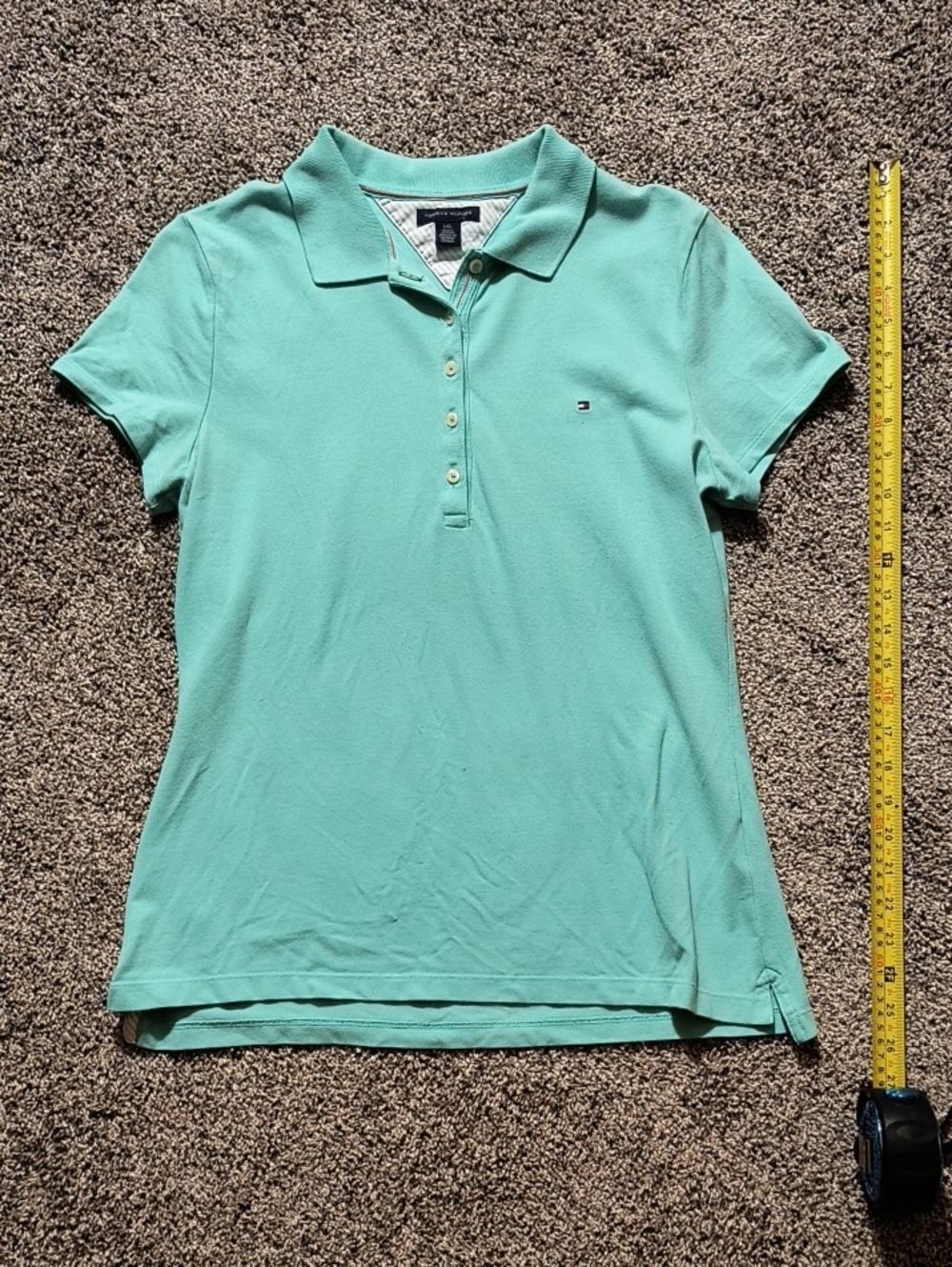 Tommy Hilfiger Women's Mint Green Polo Shirt, Size Large